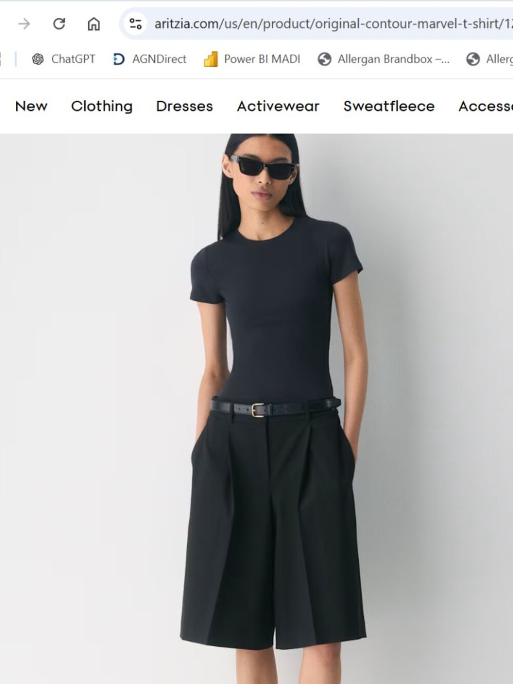 Aritzia XS contour crew black shirt